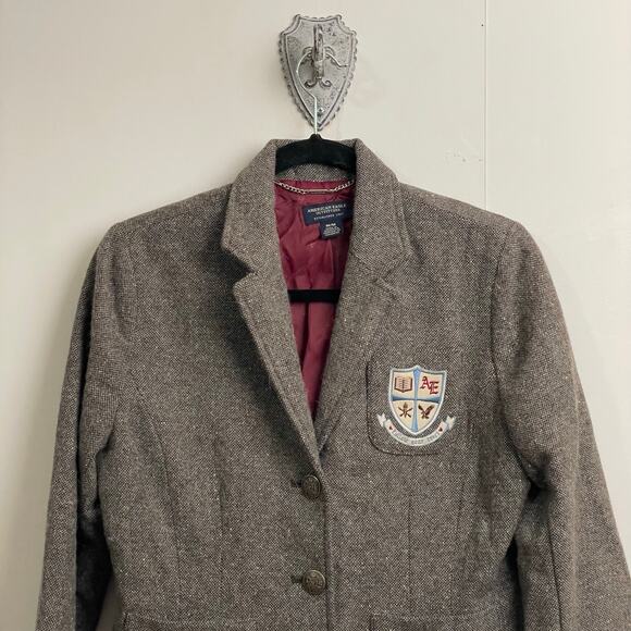 American Eagle Outfitters M/M wool blazer gray dark academia fall schoolgirl - Picture 2 of 9